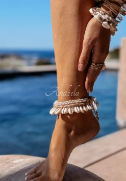 Choker, Bransoletka Z Muszelkami I Koralikami Hand Made Bali Jasnobezowy