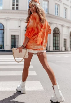 Dekatyzowany T-Shirt Oversize Delimara Pomaranczowy