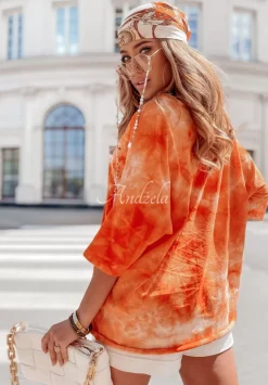 Dekatyzowany T-Shirt Oversize Delimara Pomaranczowy