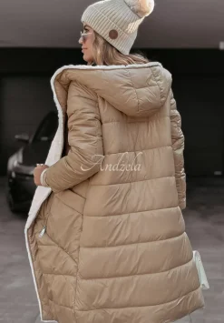 Dluga Dwustronna Kurtka Z Futerkiem Scents Of Winter Camelowa