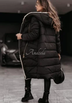 Dluga Dwustronna Kurtka Z Futerkiem Scents Of Winter Czarna