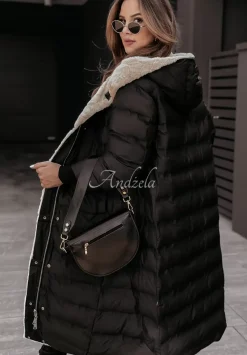 Dluga Dwustronna Kurtka Z Futerkiem Full Of Snow Czarna