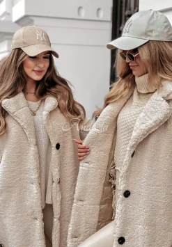 Dluga Kamizelka Z Imitacji Kozucha Winter Ice Bezowa
