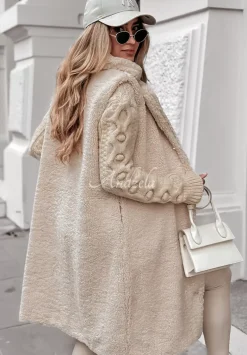 Dluga Kamizelka Z Imitacji Kozucha Winter Ice Bezowa