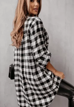 Dluga Koszula Oversize W Krate Kopenhaga Czarna