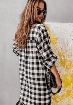 Dluga Koszula Oversize W Krate Kopenhaga Czarna