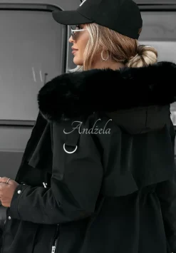 Dluga Kurtka Parka Z Futerkiem White Oaks Czarna