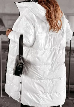 Dluga Pikowana Kurtka Winter Wonders Biala