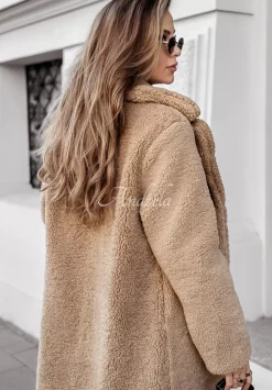 Dlugi Dwustronny Plaszcz Z Imitacji Kozucha Winter Ice Camelowy