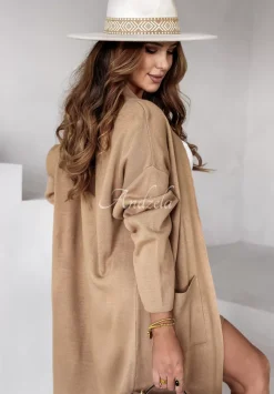 Dlugi Kardigan Betssy Camelowy
