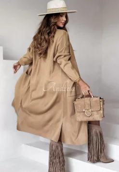 Dlugi Kardigan Betssy Camelowy