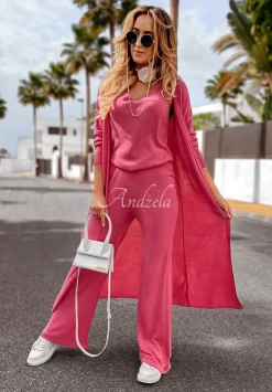 Dlugi Kardigan Oversize Back To Basics Rozowy