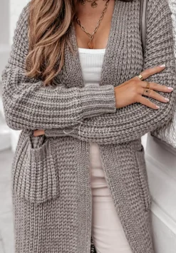 Dlugi Kardigan Oversize Embrace The Joy Bezowy