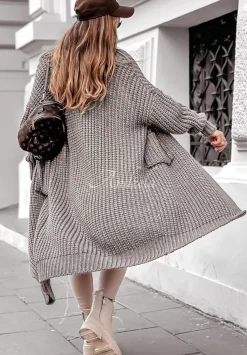 Dlugi Kardigan Oversize Embrace The Joy Bezowy