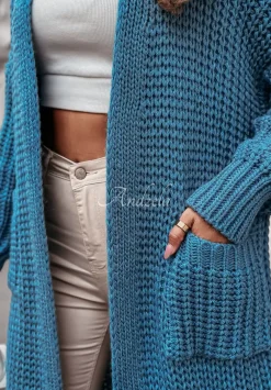 Dlugi Kardigan Oversize Embrace The Joy Niebieski
