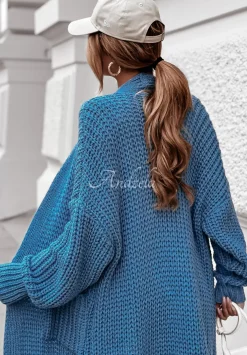 Dlugi Kardigan Oversize Embrace The Joy Niebieski