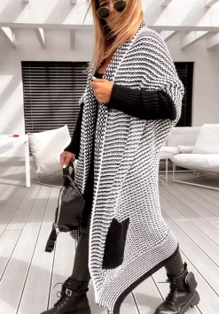 Dlugi Kardigan Oversize Moi Ii Czarno-Bialy