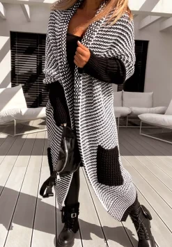 Dlugi Kardigan Oversize Moi Ii Czarno-Bialy