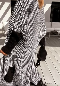 Dlugi Kardigan Oversize Moi Ii Czarno-Bialy