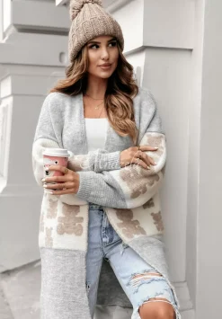 Dlugi Kardigan Oversize W Misie Teddy Lover Szary
