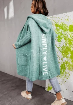 Dlugi Kardigan Oversize Z Kapturem Simply Live Morski