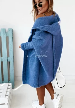 Dlugi Kardigan Oversize Z Kapturem Montevista Jeansowy