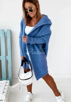 Dlugi Kardigan Oversize Z Kapturem Montevista Jeansowy