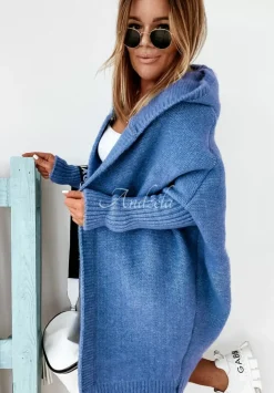 Dlugi Kardigan Oversize Z Kapturem Montevista Jeansowy