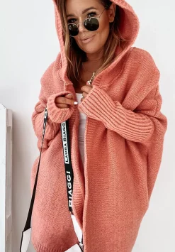 Dlugi Kardigan Oversize Z Kapturem Montevista Koralowy