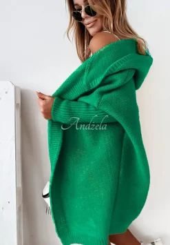 Dlugi Kardigan Oversize Z Kapturem Montevista Zielony