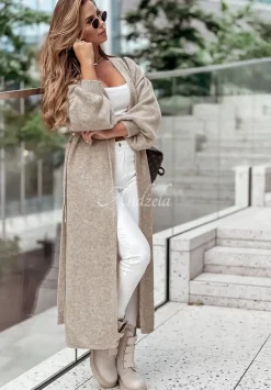 Dlugi Kardigan Oversize Z Bufkami Always And Forever Bezowy