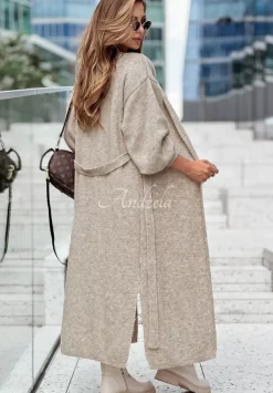 Dlugi Kardigan Oversize Z Bufkami Always And Forever Bezowy