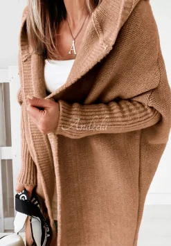 Dlugi Kardigan Oversize Z Kapturem Montevista Camelowy