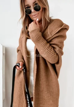Dlugi Kardigan Oversize Z Kapturem Montevista Camelowy