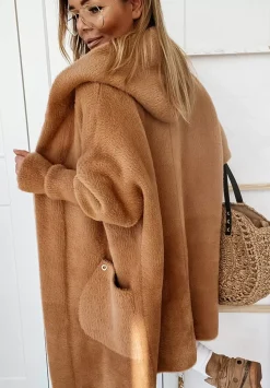Dlugi Plaszcz Alpaka Z Kapturem Cocomore Sona Camelowy