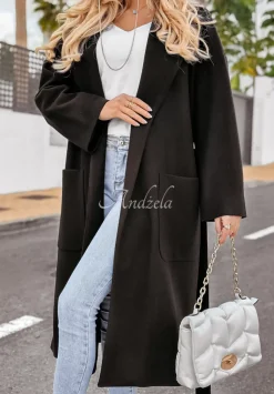 Dlugi Plaszcz Oversize Z Paskiem Less Is More Czarny