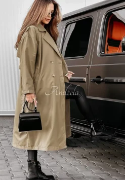 Dlugi Plaszcz Trencz Z Kolnierzem Harvest Wishes Khaki