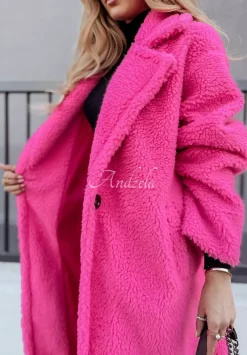 Dlugi Plaszcz Z Imitacji Kozucha Arctic Rozowy