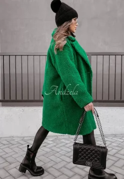 Dlugi Plaszcz Z Imitacji Kozucha Helsinki Zielony