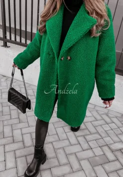 Dlugi Plaszcz Z Imitacji Kozucha Helsinki Zielony