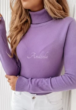 Dopasowany Sweter Z Golfem Solange Fioletowy