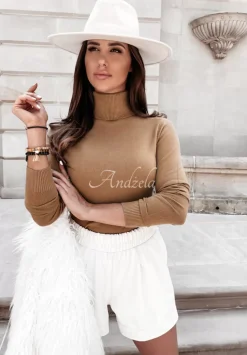 Dopasowany Sweter Z Golfem Solange Camelowy