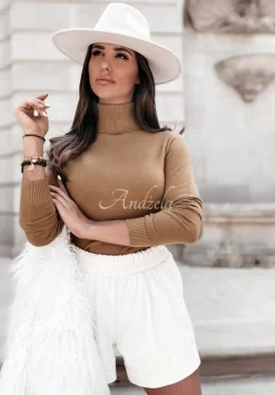 Dopasowany Sweter Z Golfem Solange Camelowy