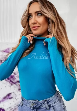 Dopasowany Sweter Z Golfem Solange Niebieski