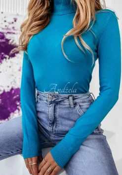 Dopasowany Sweter Z Golfem Solange Niebieski