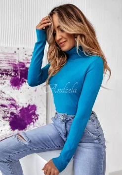 Dopasowany Sweter Z Golfem Solange Niebieski