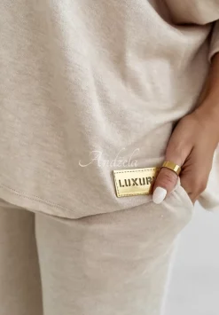 Dzianinowe Spodnie Luxury Comfort Bezowe