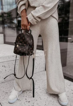 Dzianinowe Spodnie Wide Leg Desire Bezowe
