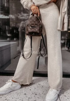 Dzianinowe Spodnie Wide Leg Desire Bezowe