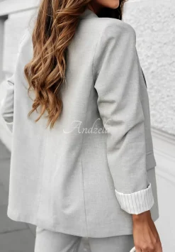 Eleganckie Spodnie Cygaretki Elite Elegance Jasnoszare